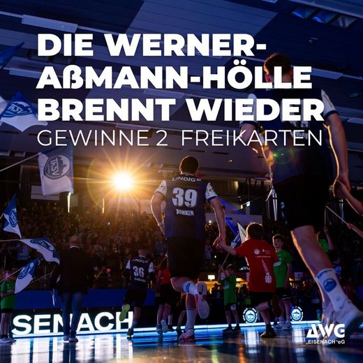 Handballspieler laufen in die Werner-Aßmann-Halle ein